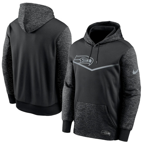 Men's Seattle Seahawks Black Reflective Therma Hoodie